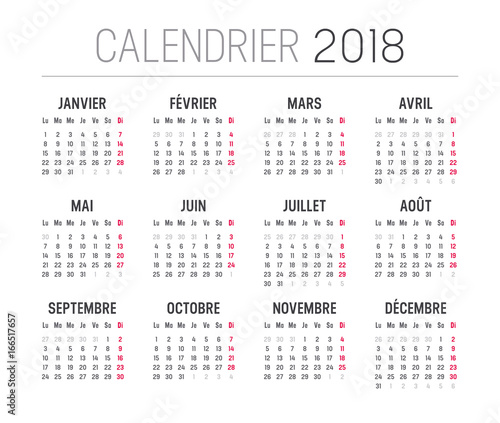 Calendrier Agenda 2018