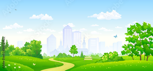 Obraz na plátně City park panorama