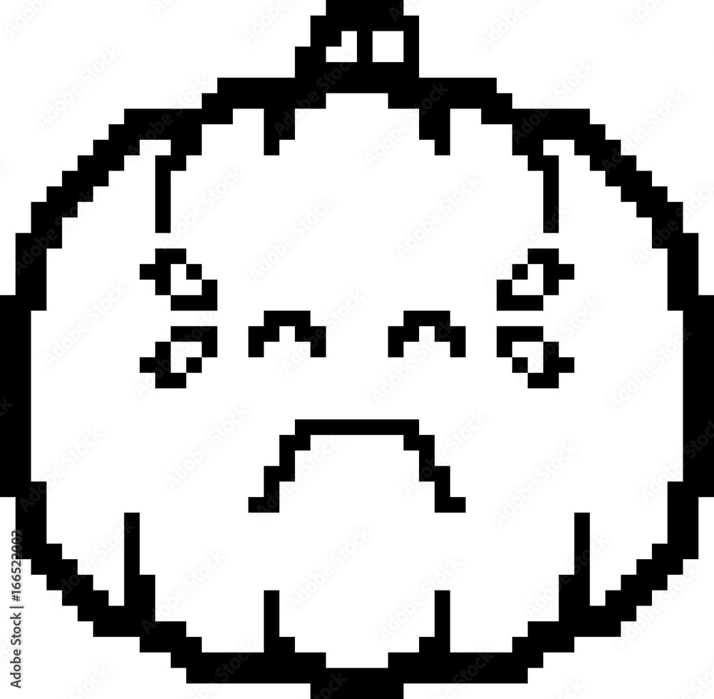 Crying 8-Bit Cartoon Pumpkin Crying 8-Bit Cartoon Pumpkin