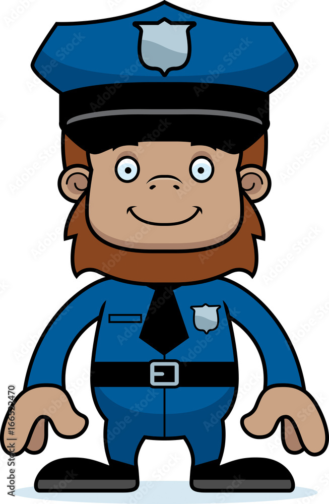 Cartoon Smiling Police Officer Sasquatch Stock Vector | Adobe Stock