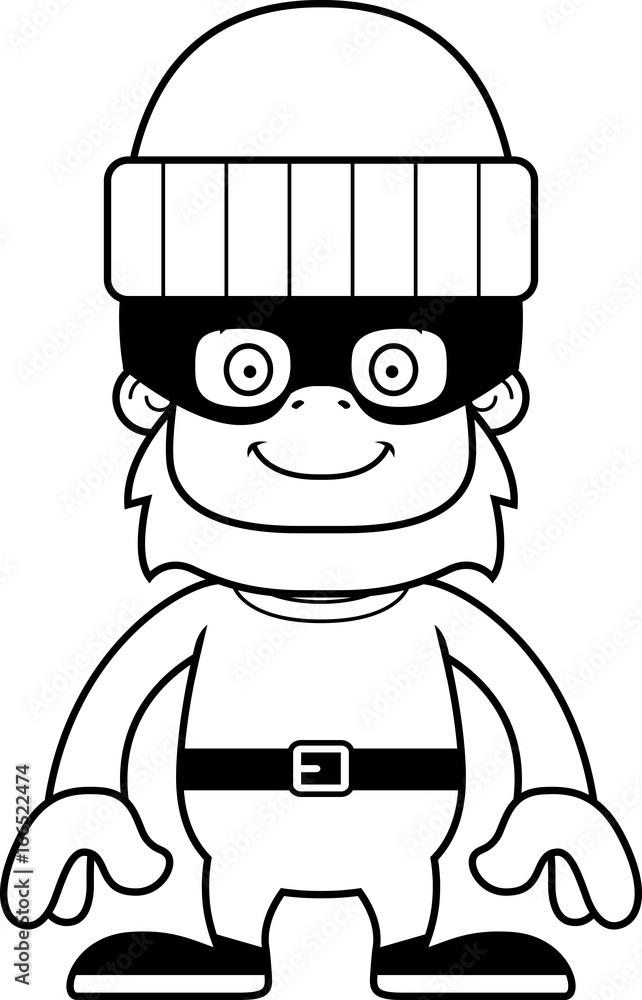 Fototapeta premium Cartoon Smiling Thief Sasquatch