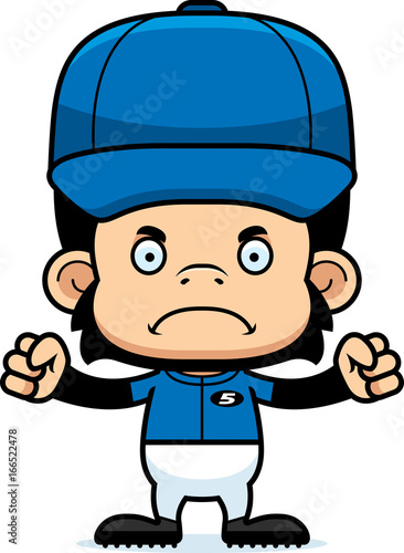 Cartoon Angry Baseball Player Chimpanzee