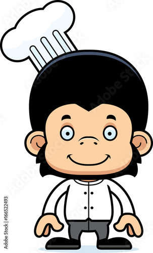 Cartoon Smiling Chef Chimpanzee