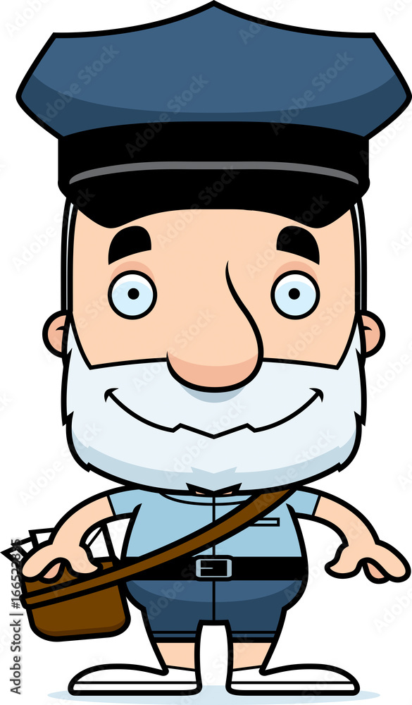 Naklejka premium Cartoon Smiling Mail Carrier Man