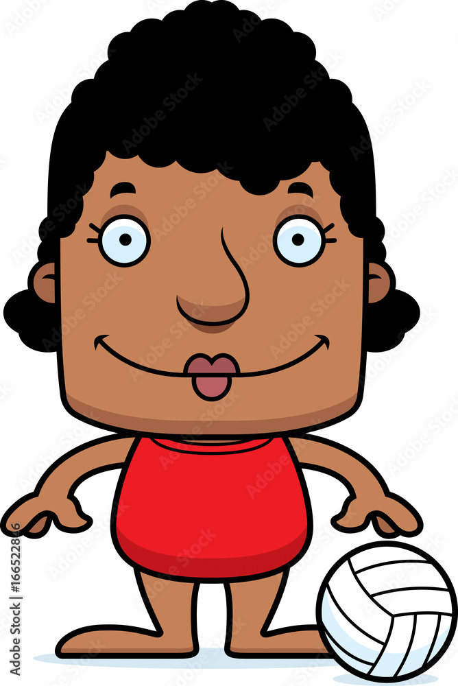 Obraz premium Cartoon Smiling Beach Volleyball Player Woman