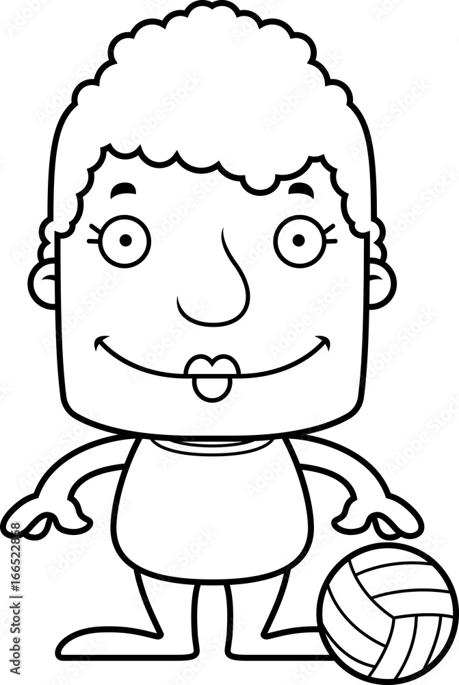 Cartoon Smiling Beach Volleyball Player Woman Cartoon Smiling Beach Volleyball Player Woman