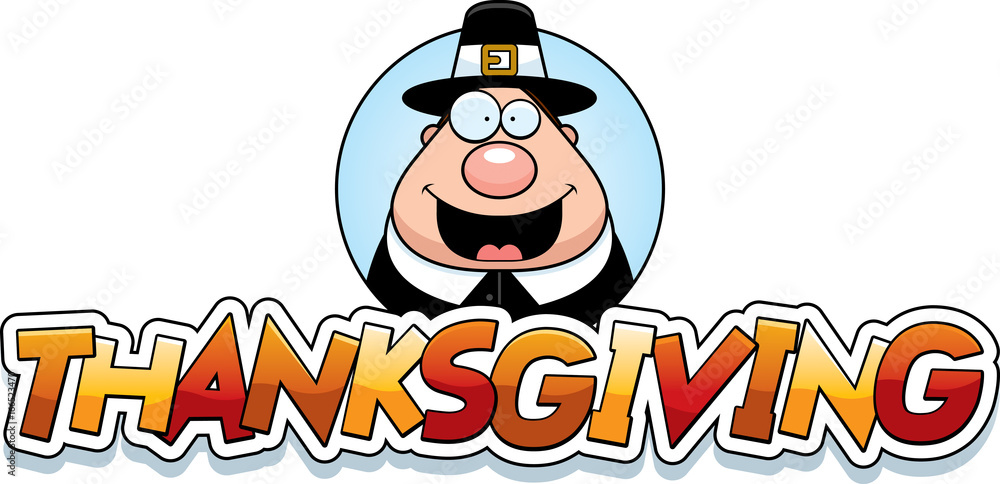 Fototapeta premium Cartoon Thanksgiving Pilgrim Graphic