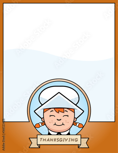Cartoon Thanksgiving Pilgrim Girl Graphic