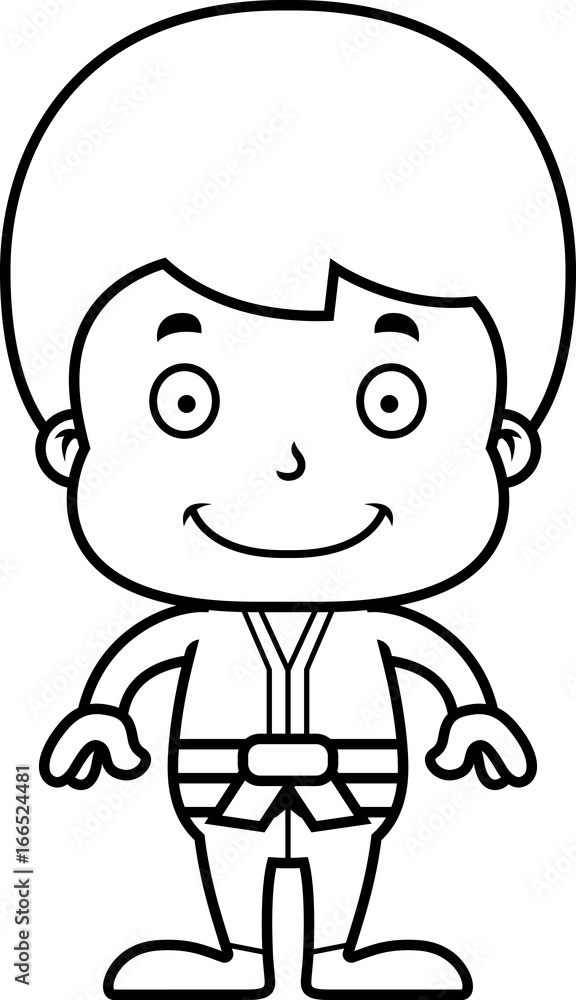 Cartoon Smiling Karate Boy