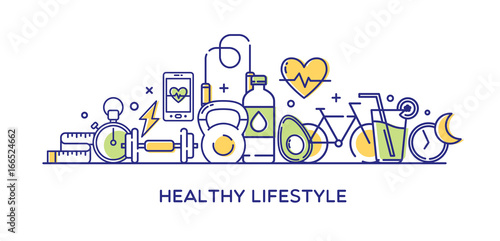 Healthy Lifestyle Vector Illustration, Dieting, Fitness & Nutrition
