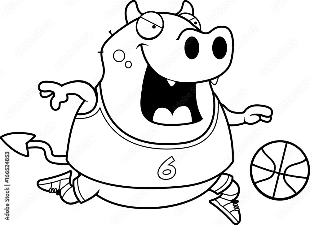 Cartoon Devil Basketball