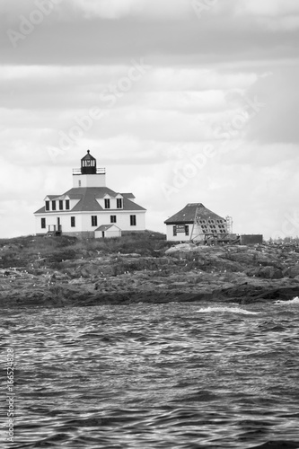 Black and White Photo of Lighthouse of the Coast of Maine