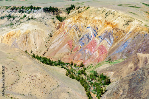 Multicolor soil of mercury occurence in Altai steppe near Kyzyl-Chin
