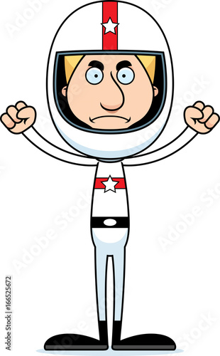 Cartoon Angry Race Car Driver Man