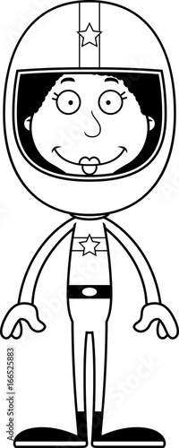 Cartoon Smiling Race Car Driver Woman