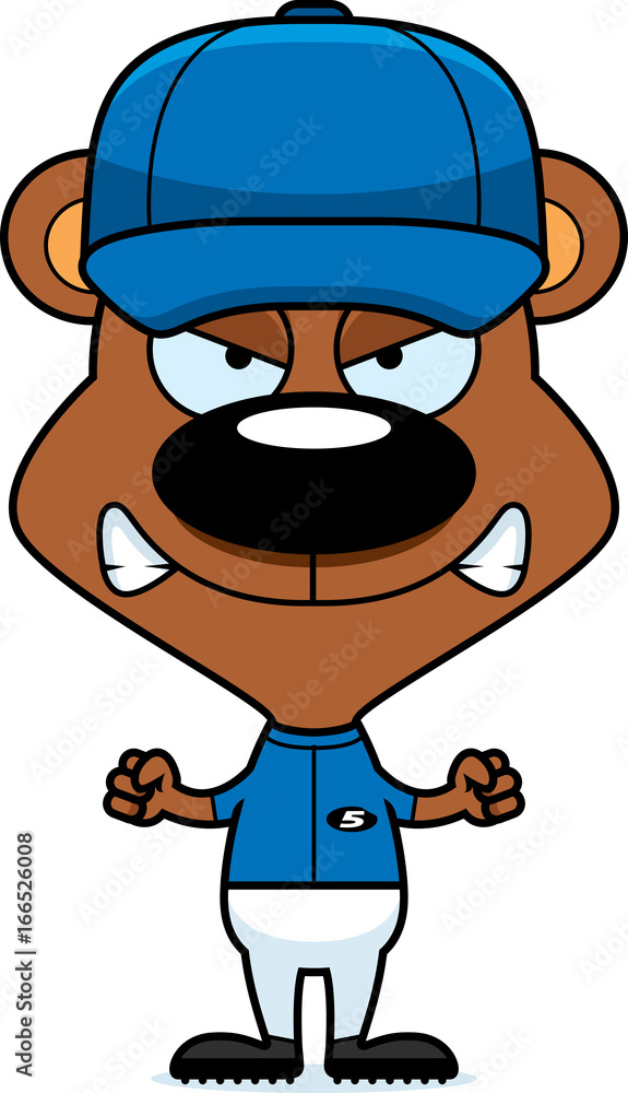 Obraz premium Cartoon Angry Baseball Player Bear