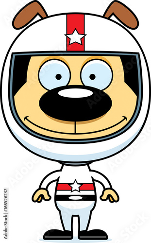 Cartoon Smiling Race Car Driver Puppy