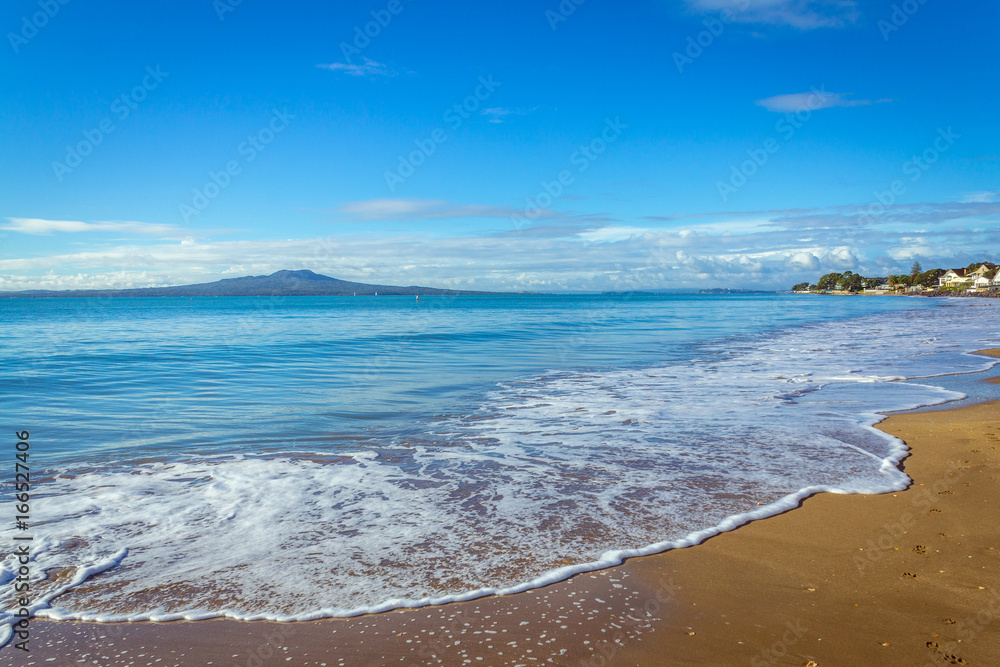 Milford Beach Auckland New Zealand; View to Rangitoto Island
