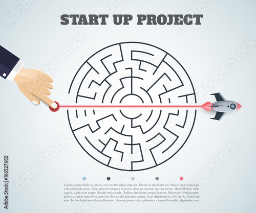 business concept backgroind. 3d rocket finding a solution, problem solving.vector illustration