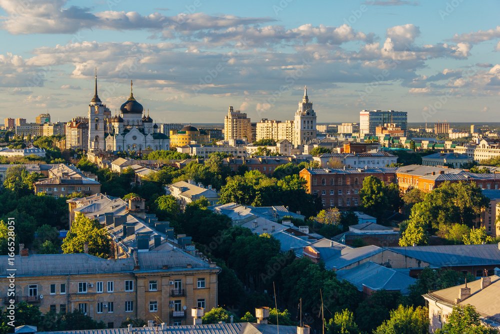 Aerial view of Voronezh downtown in summer