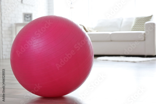 Rubber ball on floor indoors