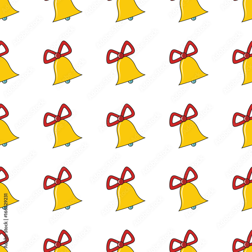 Yellow bell seamless pattern in cartoon style isolated on white background vector illustration for web Yellow bell seamless pattern in cartoon style isolated on white background vector illustration for web