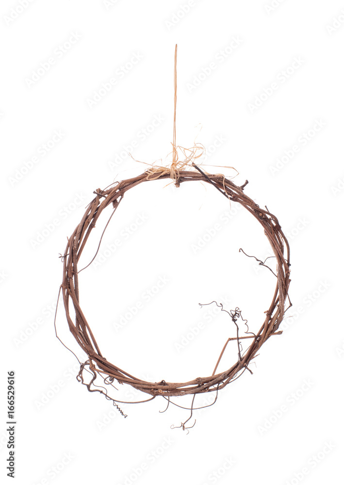 Fototapeta premium Rustic ring decoration isolated on white.
