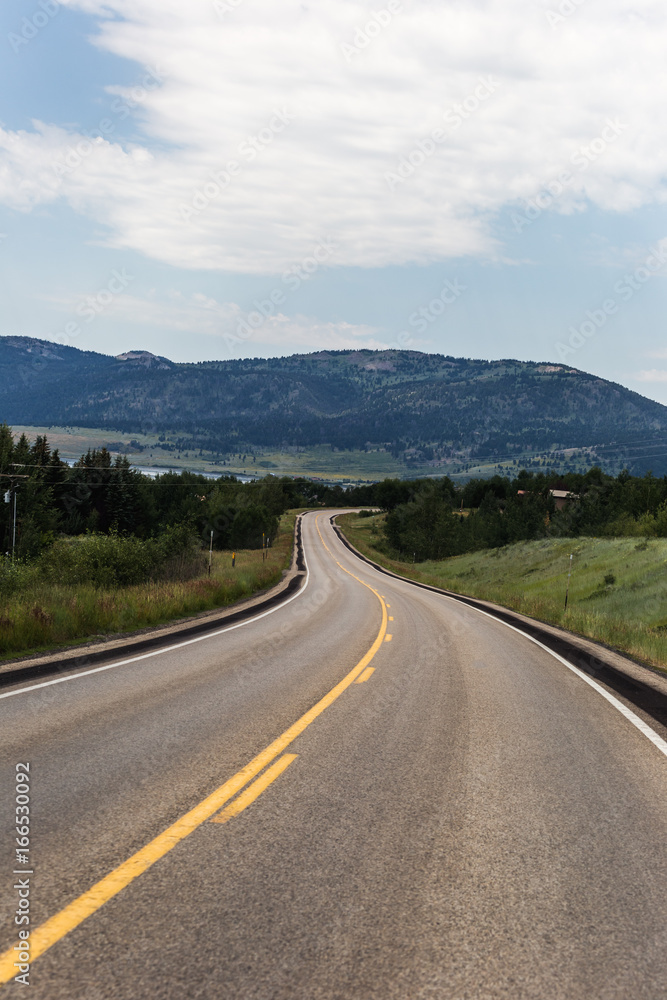 Curved Highway and Green Hills