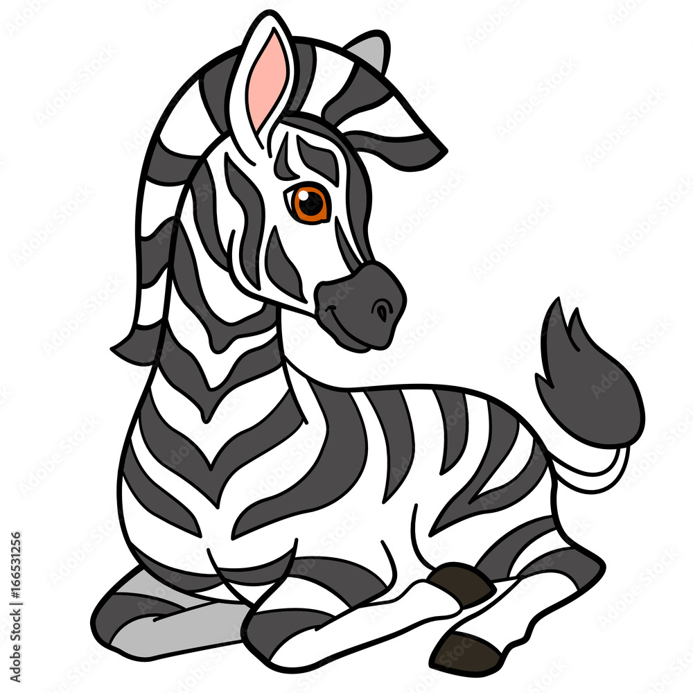 Cartoon animals. Little cute baby zebra. Stock Vector | Adobe Stock