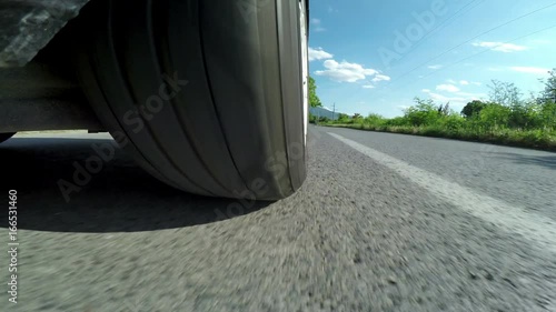 Car wheel spinning, Close UP / Detail Shot  photo