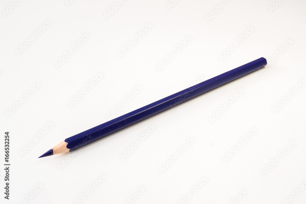 Dark blue color pencil isolated on white background Dark blue color pencil isolated on white background
