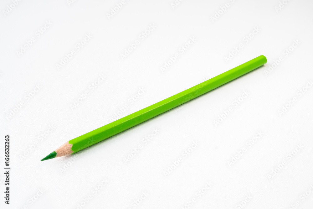 Green color pencil isolated on white background Green color pencil isolated on white background