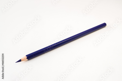 Dark blue color pencil isolated on white background