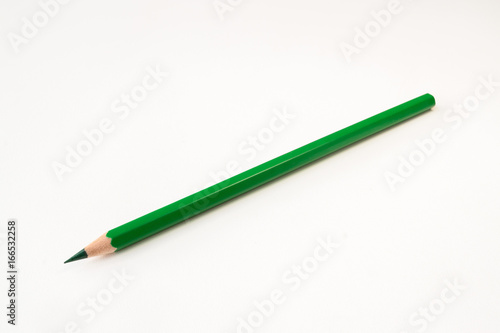 Dark green color pencil isolated on white background