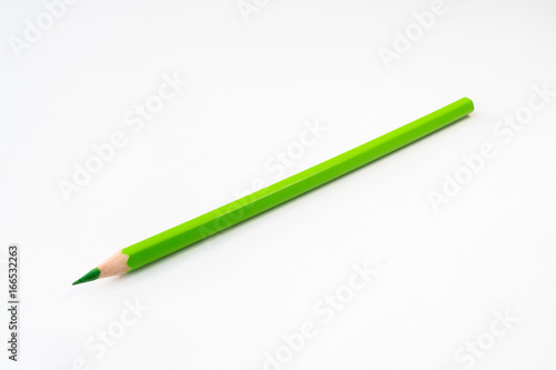 Green color pencil isolated on white background