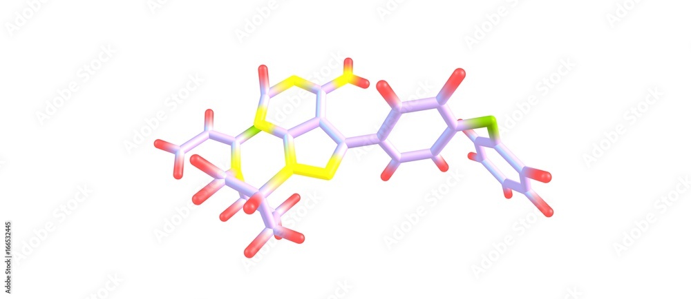 Ibrutinib molecular structure isolated on white Ibrutinib molecular structure isolated on white