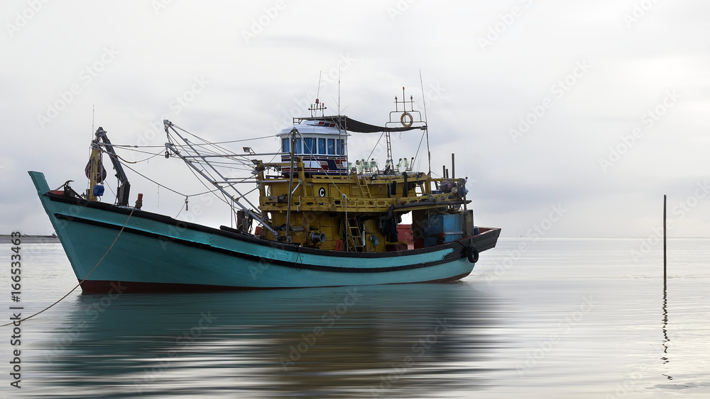 Sea Fishing Boat at a mooring in the bay side