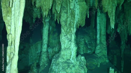 Cenote Dos Ojos underwater cave system, POV