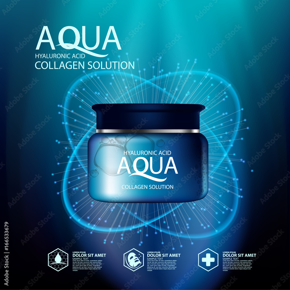 aqua skin collagen Serum and Background Concept Skin Care Cosmetic.