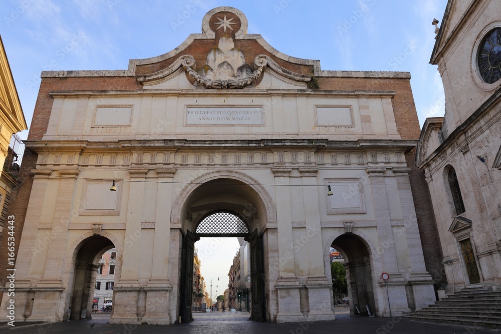 Porta del Popolo in Rome, Italy