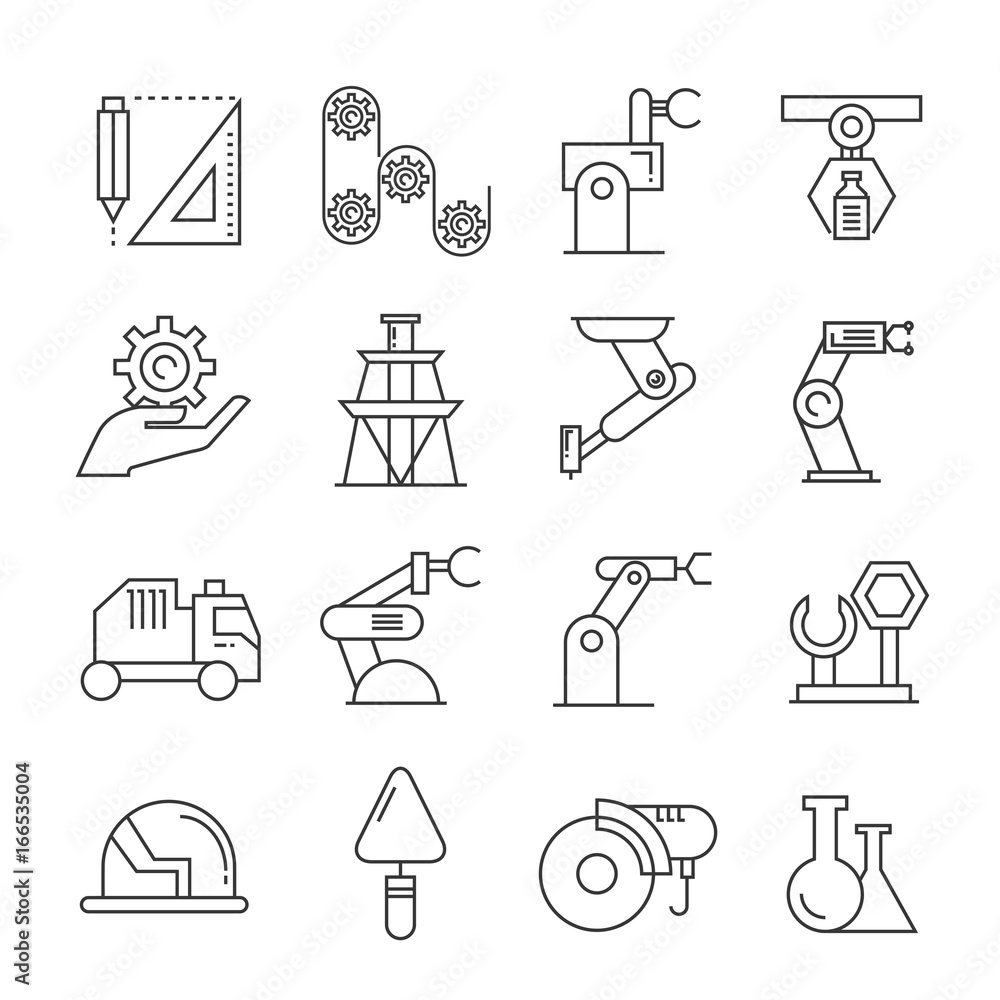 manufacturing and industry icons manufacturing and industry icons