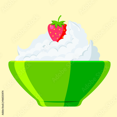 Dairy milk organic healthy curd cottage cheese cream product nutrition farm calcium breakfast vector illustration.