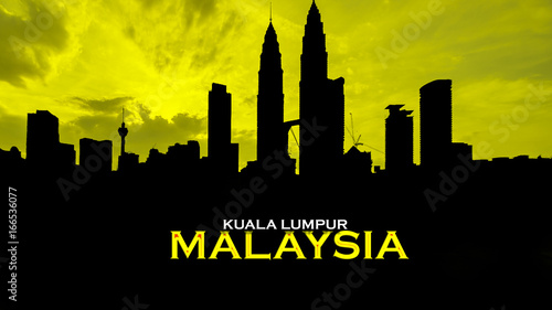 Canvas Print Graphic background of kuala lumpur city with writing KUALA LUMPUR, MALAYSIA