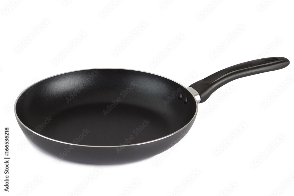 Flying pan with non-stick surface isolated Flying pan with non-stick surface isolated