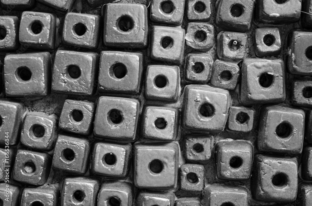 Fototapeta premium Ceramic patterns, square and black colors for background.
