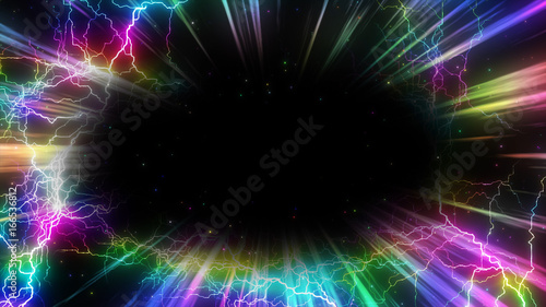 集中線とパーティクルと雷