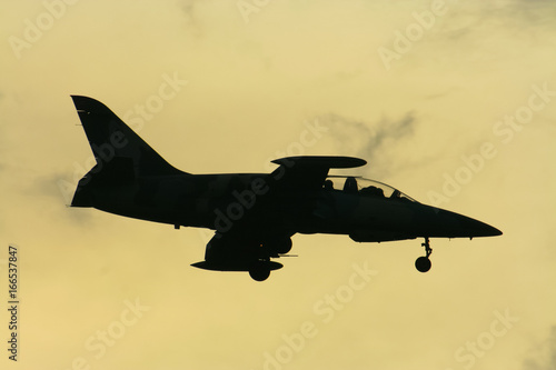 Aircraft Fligther Landing shot at sunset time