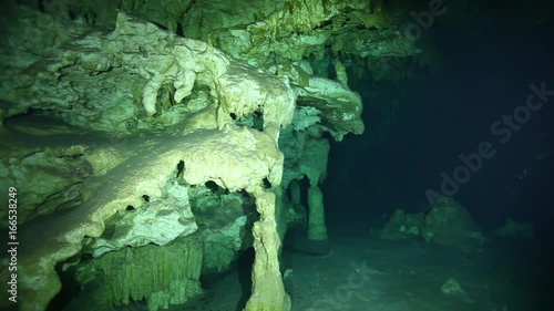 Cenote Dos Ojos cave system, underwater POV