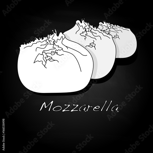 Piece of white mozzarella isolated