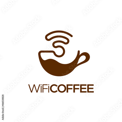 Wifi coffee logo design, isolated vector illustration